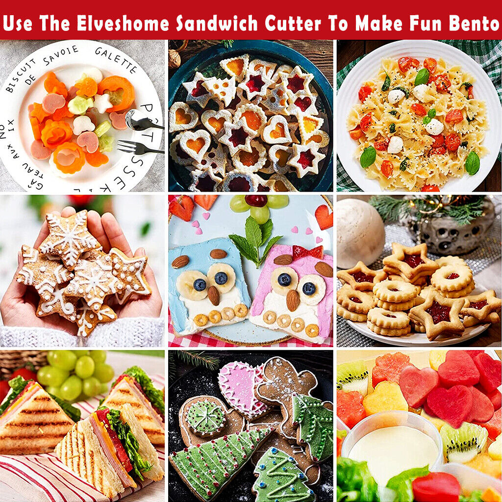 16 Pcs Sandwich Cutter Kids Diy Toast Mold Bread Food Moulds Xmas Gift