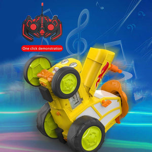 Yellow 360 Rotating Crazy Jumping Car With Light Music Remote Control Rc Stunt Au