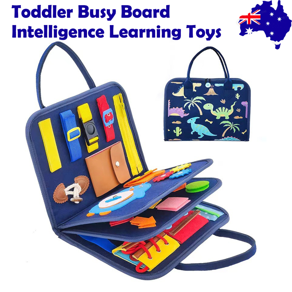 Blue Toddler Busy Board Intelligence Learning Toys Sensory Montessori Kids