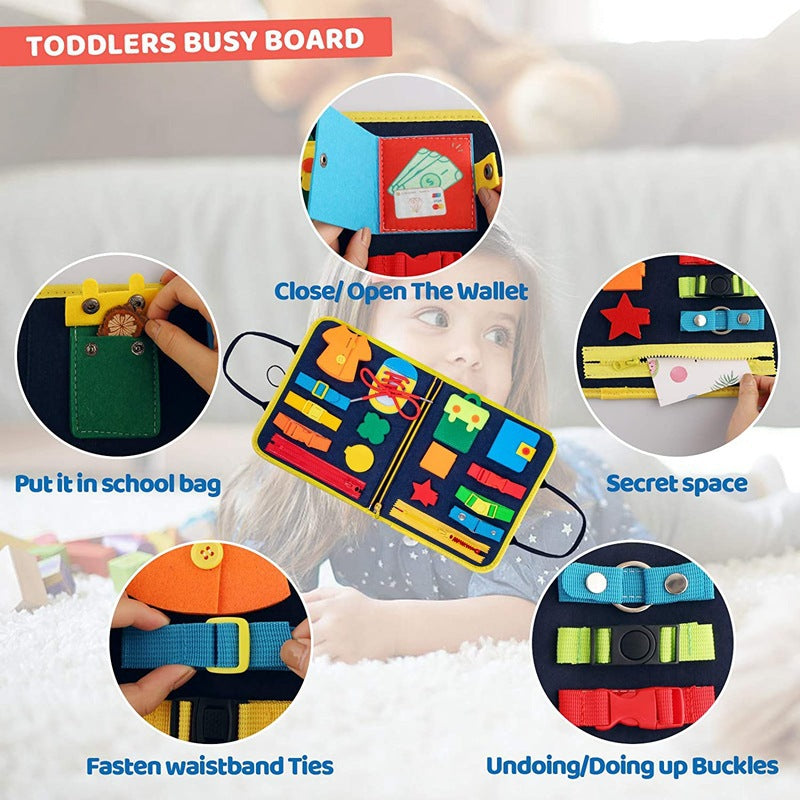 Blue Toddler Busy Board Intelligence Learning Toys Sensory Montessori Kids