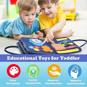 Blue Toddler Busy Board Intelligence Learning Toys Sensory Montessori Kids