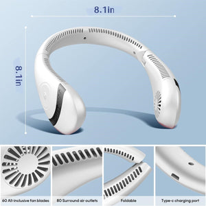 5000Mah Mini Neck Fan Bladeless Foldable Portable Quiet Rechargeable 360 Degree Cooler Random Colour