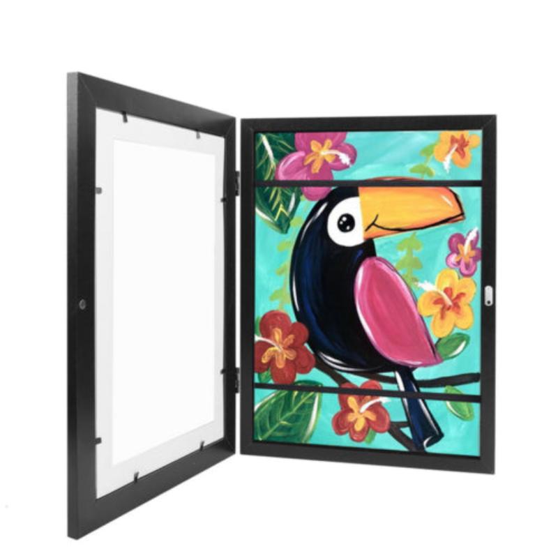 Children Kids Art Frames Projects Wooden Artwork Display 150 Pictures Hold Black