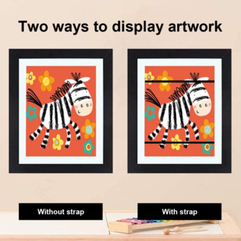 Children Kids Art Frames Projects Wooden Artwork Display 150 Pictures Hold Black