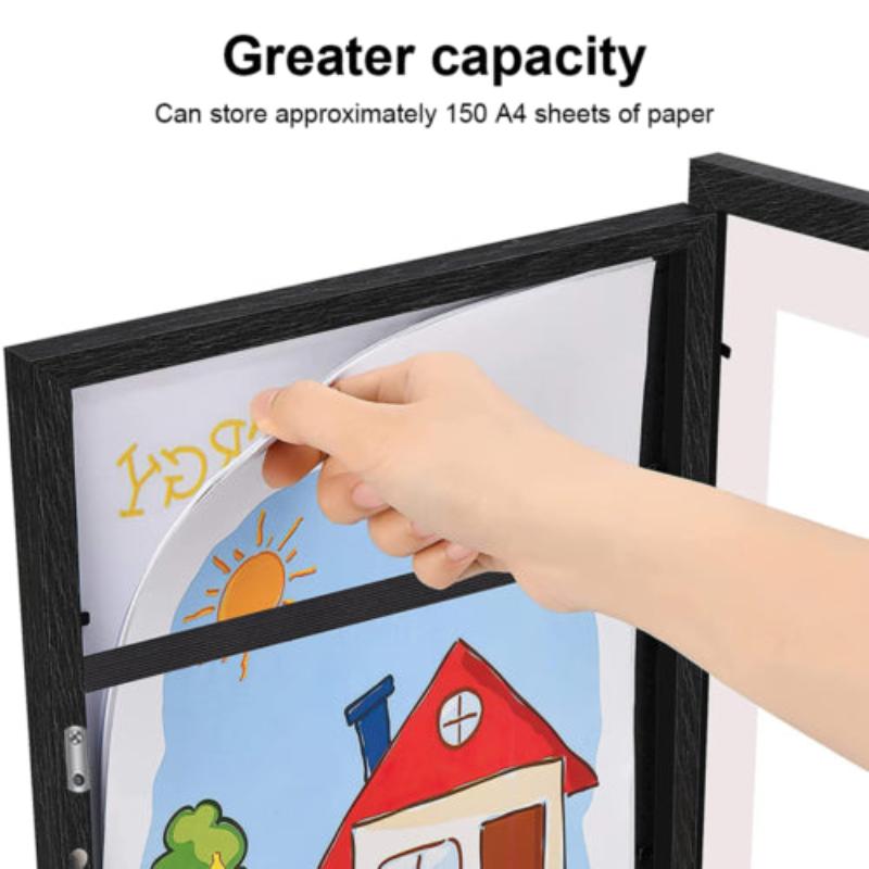 Children Kids Art Frames Projects Wooden Artwork Display 150 Pictures Hold Black