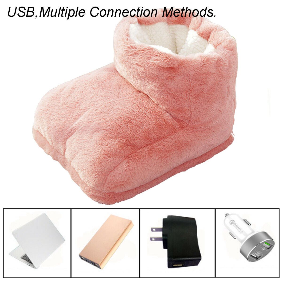 Pink Electric Heated Foot Comfort Warmer Feet Boots Slipper Tools Heating Socks Shoe