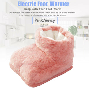 Pink Electric Heated Foot Comfort Warmer Feet Boots Slipper Tools Heating Socks Shoe