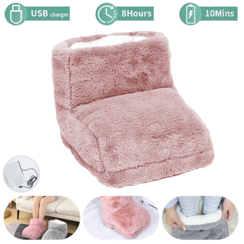 Pink Electric Heated Foot Comfort Warmer Feet Boots Slipper Tools Heating Socks Shoe