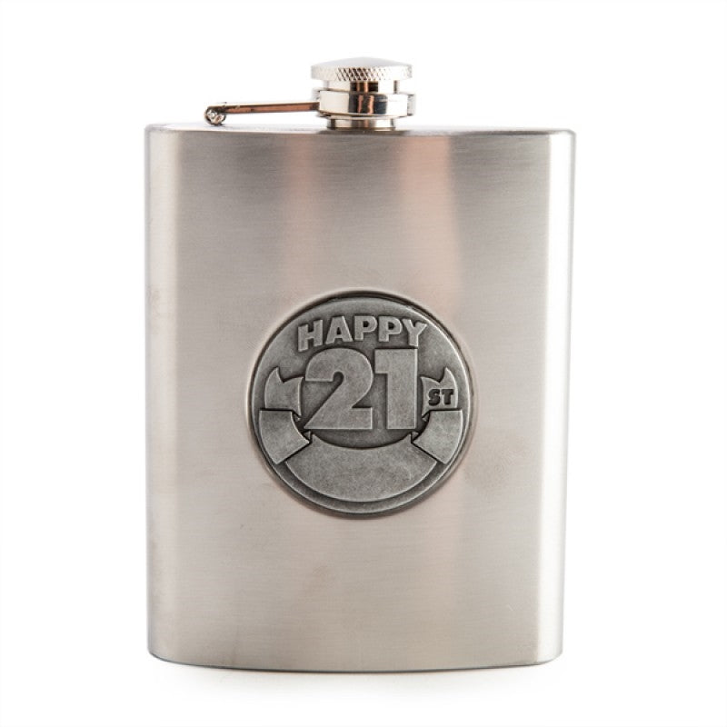 21St Engravable Metal Flask