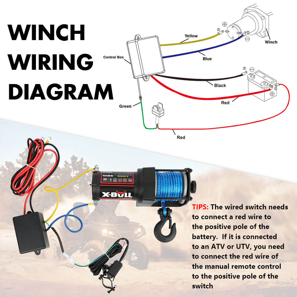 X Bull Electric Winch 12V 3000Lbs Synthetic Rope Atv Utv Boat Trailer With Wireless Remote