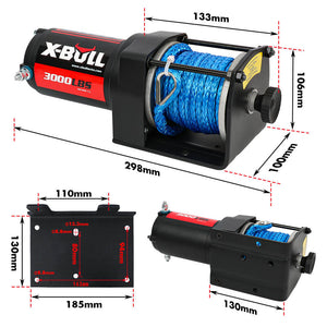 X Bull Electric Winch 12V 3000Lbs Synthetic Rope Atv Utv Boat Trailer With Wireless Remote