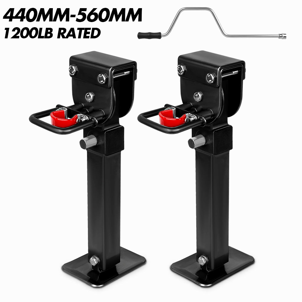 X Bull Drop Down Legs 440Mm 560Mm Trailer Steel Caravan Corner 1200Lbs Black