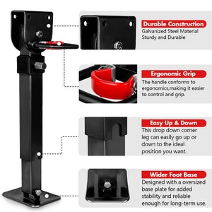 X Bull Drop Down Legs 440Mm 560Mm Trailer Steel Caravan Corner 1200Lbs Black