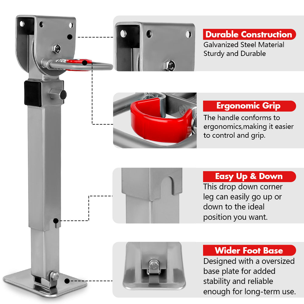 X Bull Drop Down Corner Legs 440Mm 560Mm Caravan Stabilizer 1200Lbs 2Pcs Silver