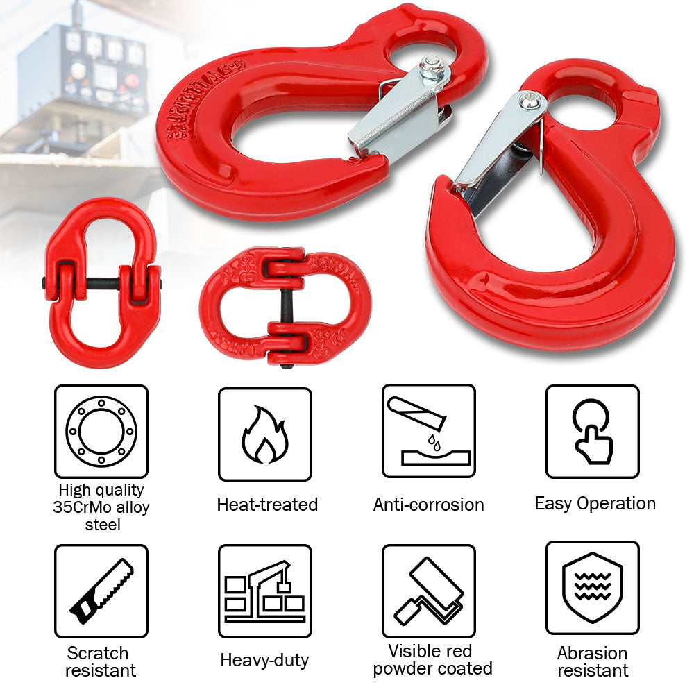 2X 6Mm Hammerlock+ Eye Sling Hook Safety Chain Caravan Trailer Connecting Extend