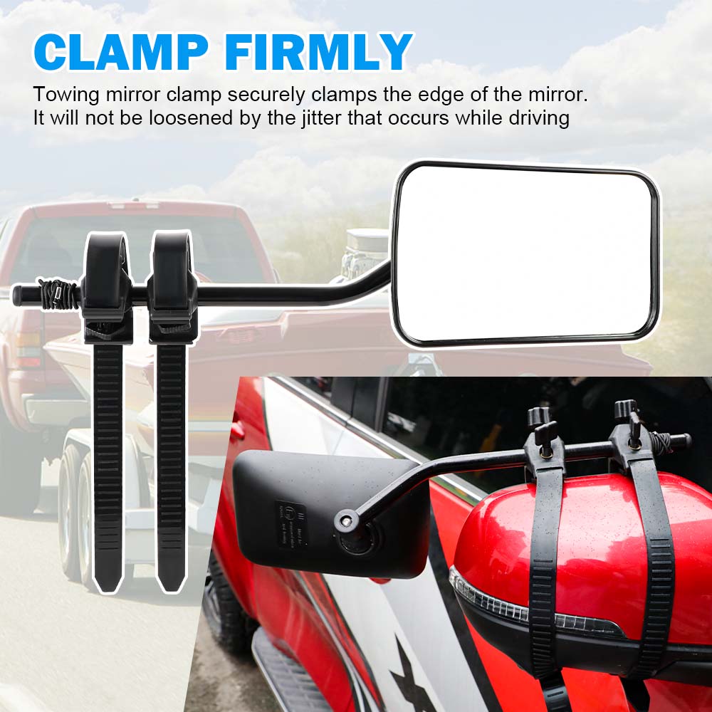 2X Towing Mirrors Pair Clip On Multi Fit Clamp Caravan 4X4 Trailer 4Wd