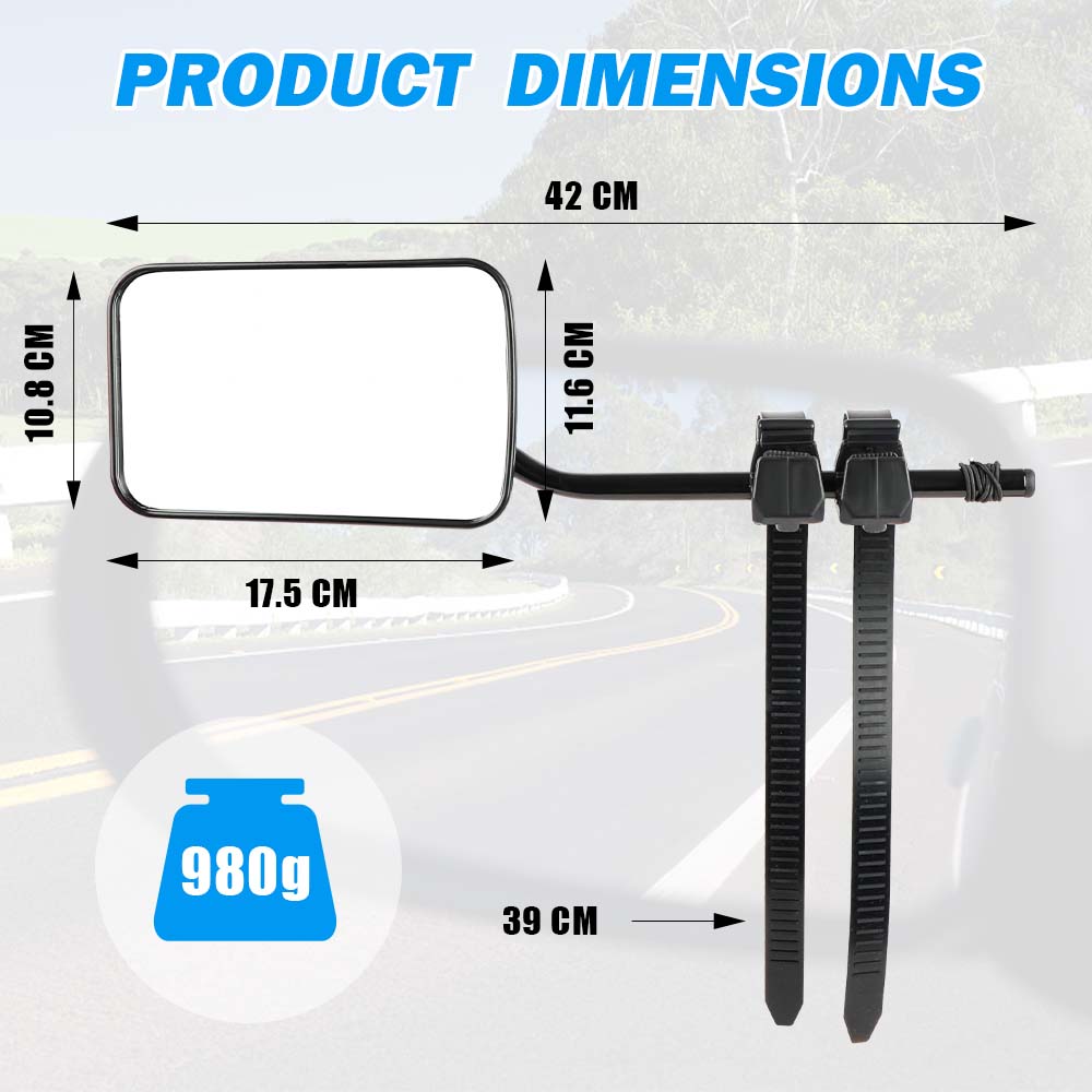 2X Towing Mirrors Pair Clip On Multi Fit Clamp Caravan 4X4 Trailer 4Wd