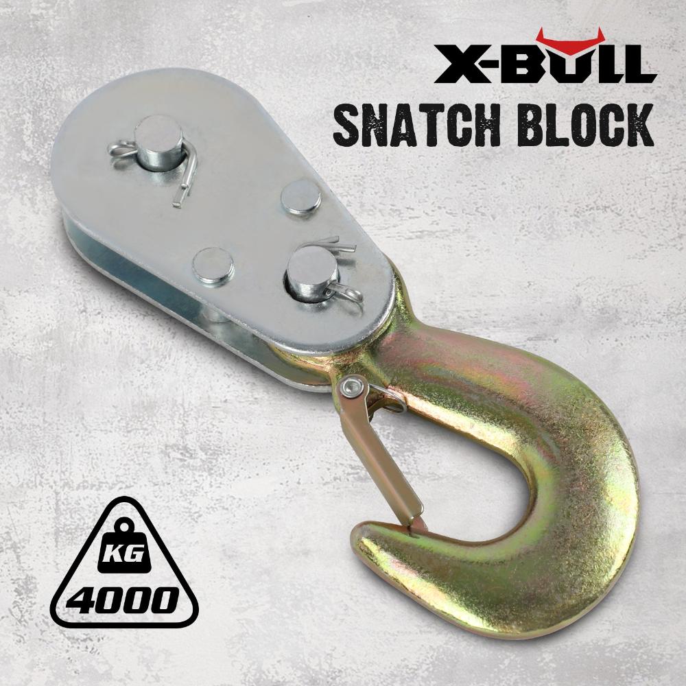 X Bull 4Ton Snatch Block Pulley Hook Wire Rope Hoist For 4Wd Atv Utv Off Road