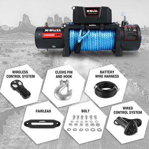 X Bull Electric Winch 12V 12000Lbs Synthetic Rope Wireless Remote 4Wd 4X4 Car Trailer