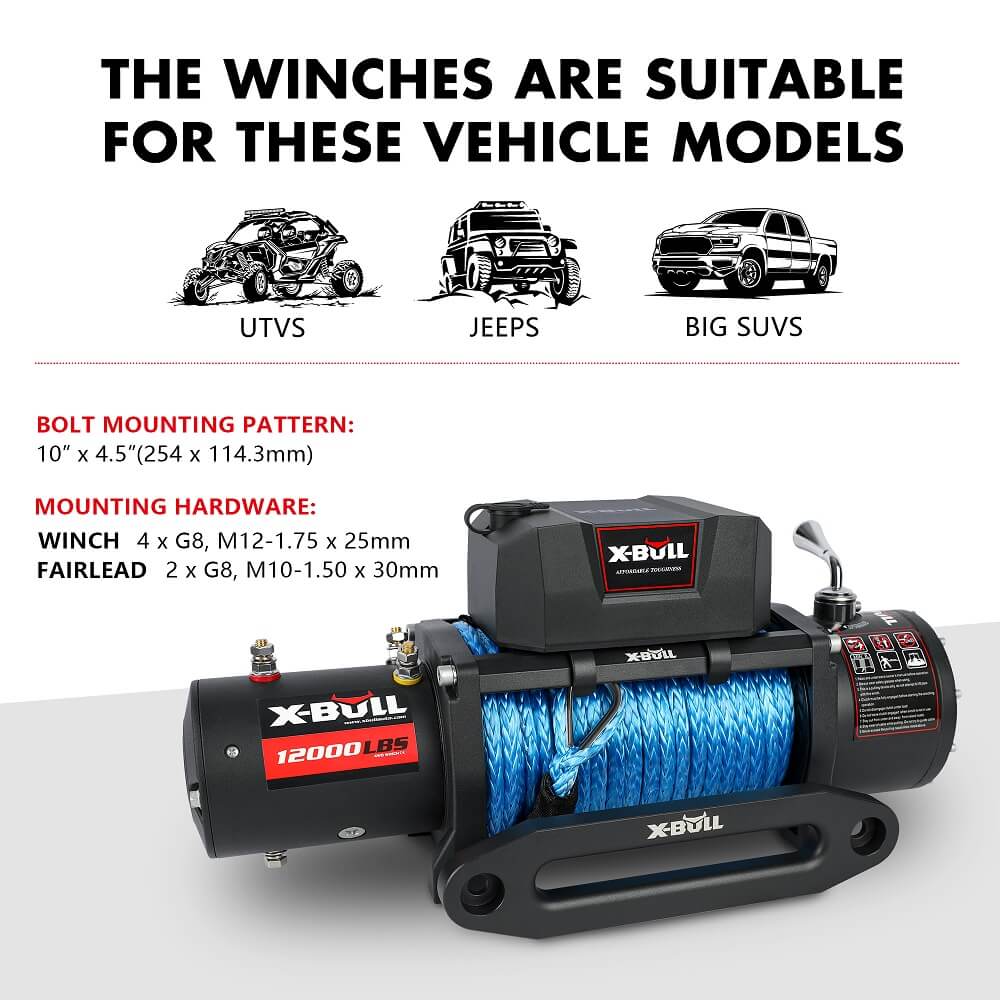 X Bull Electric Winch 12V 12000Lbs Synthetic Rope Wireless Remote 4Wd 4X4 Car Trailer