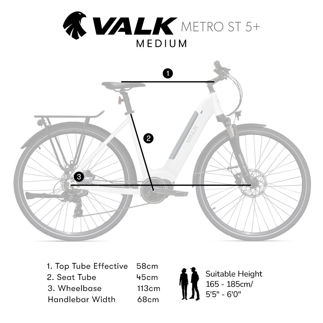 Valk Metro St 5 + Electric Bike Mid Drive Step Through Medium White