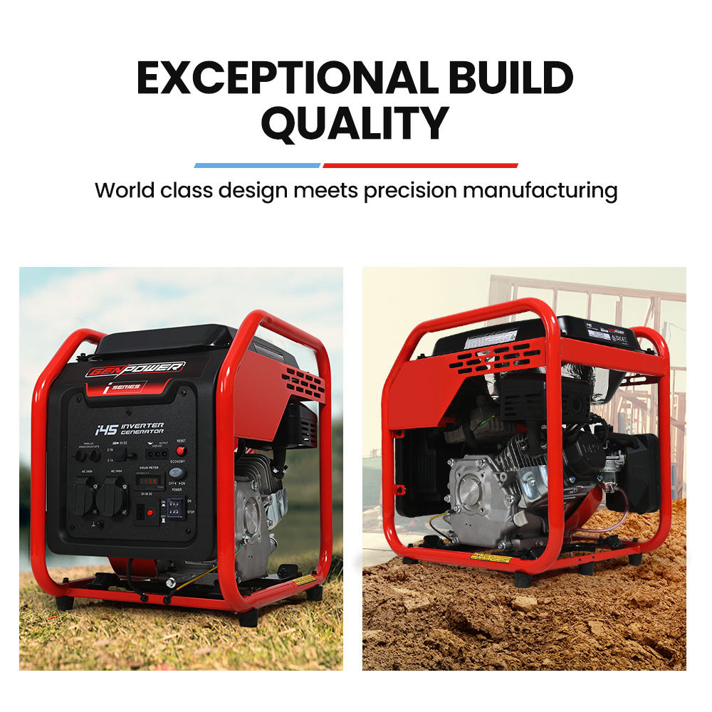 Genpower Portable Petrol Inverter Camping Construction Generator 4Kw Max 3.5Kw Rated 212Cc Stroke