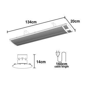 Bio-Design Electric Outdoor Strip Heater Patio Radiant Ceiling Wall Mounted 2 X 2400W