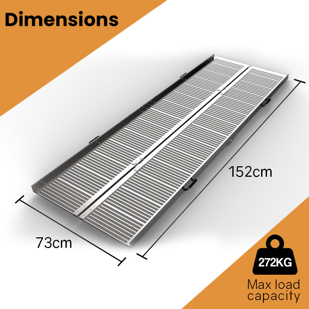 Equipmed 152Cm Portable Folding Aluminium Access Ramp 272Kg Rated For Wheelchair Mobility Scooter Rollator