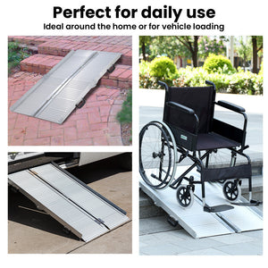 Equipmed 152Cm Portable Folding Aluminium Access Ramp 272Kg Rated For Wheelchair Mobility Scooter Rollator