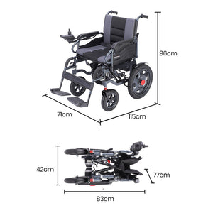 Equipmed Electric Folding Wheelchair Wide Bariatric Chair Seat Comfortable For Xl Long Range Lithium Battery Black/Grey