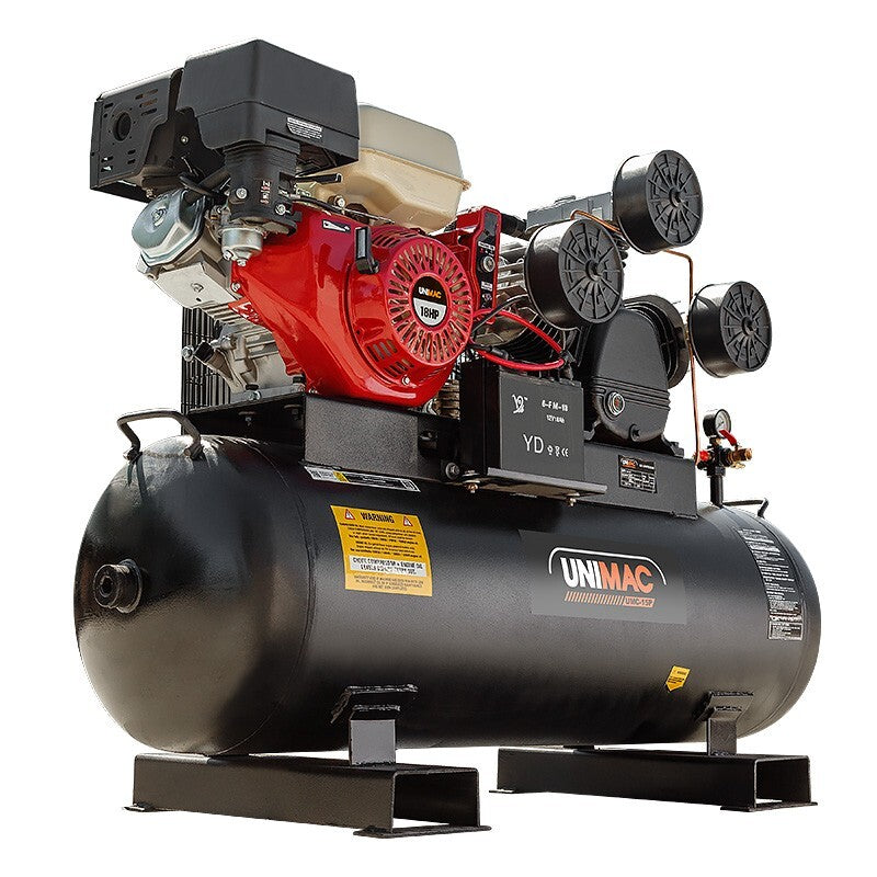 Unimac 18Hp Industrial Petrol Air Compressor 115Psi 150L Tank With Electric Key Start