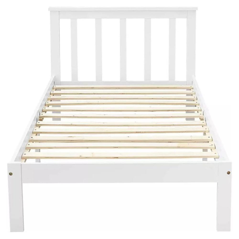 Ekkio Single Wooden Bed Frame (White)