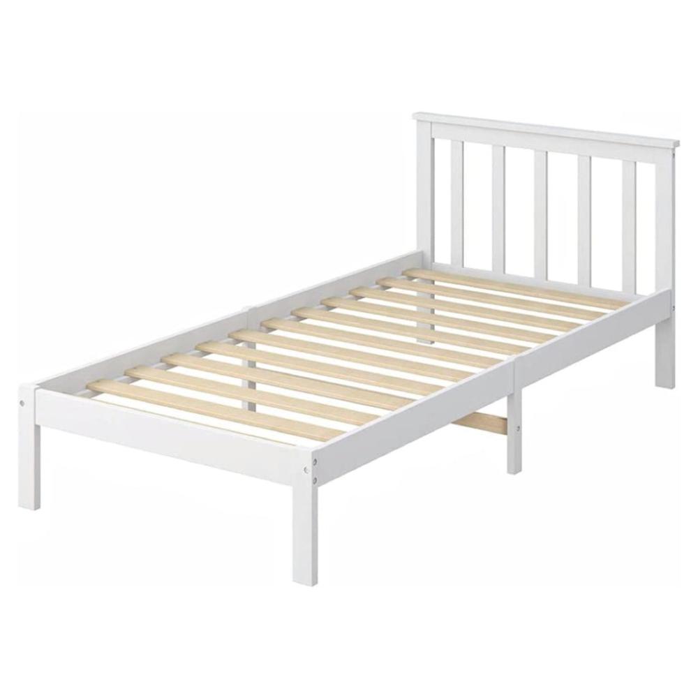 Ekkio Single Wooden Bed Frame (White)