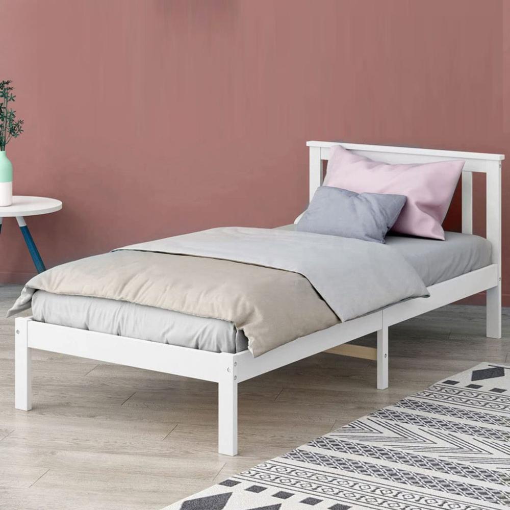 Ekkio Single Wooden Bed Frame (White)