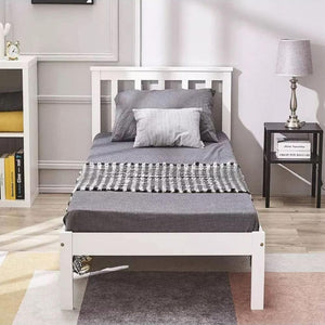 Ekkio Single Wooden Bed Frame (White)