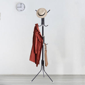 Ekkio 12 Hook Metal Coat Rack Stand With 3 Tier Hat Hanger (Black)