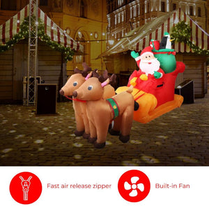 Festiss 2.2M Santa And Reindeer Christmas Inflatable With Led