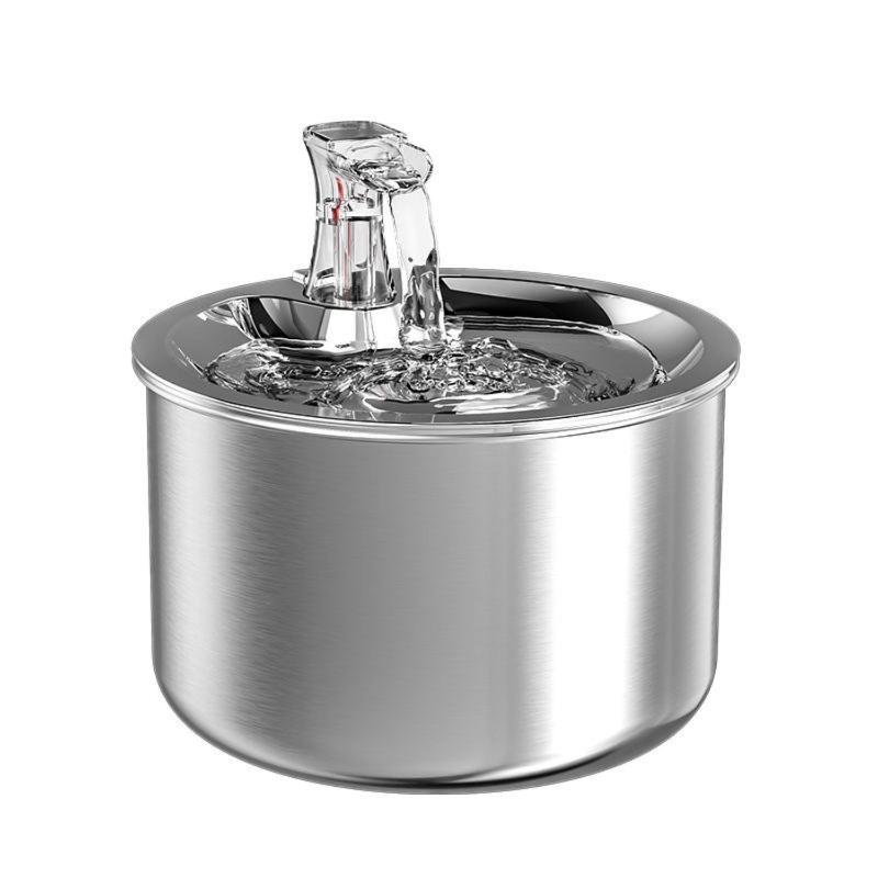 Floofi 2L Stainless Steel Pet Water Fountain For Cats And Small Dogs