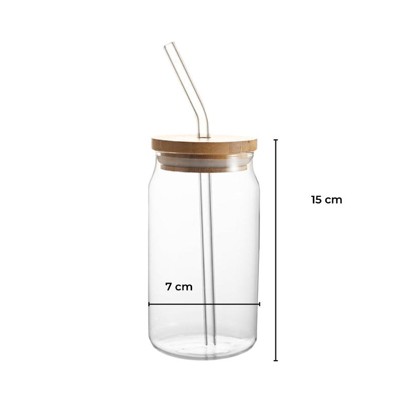 Gominimo 6 Pcs Clear Drinking Glasses With Bamboo Lids And Straw(16 Oz )