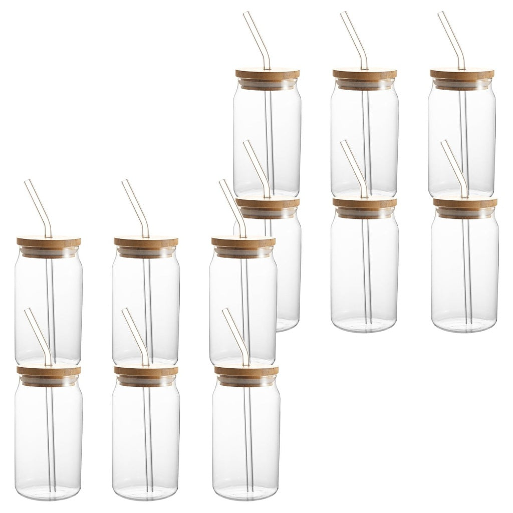 Gominimo 16Oz 12Pcs Mason Jar Drinking Glass With Lid And Straw Tumbler Cup Can