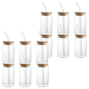 Gominimo 16Oz 12Pcs Mason Jar Drinking Glass With Lid And Straw Tumbler Cup Can