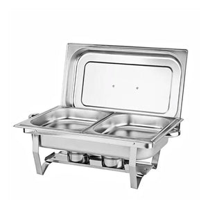 Gominimo 9L Chafing Dish Stainless Steel Food Buffet Warmer Pan (2X4.5L Dual Trays)