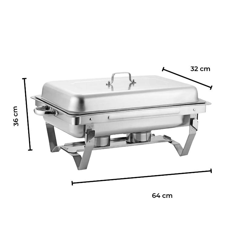 Gominimo 9L Chafing Dish Stainless Steel Food Buffet Warmer Pan (2X4.5L Dual Trays)