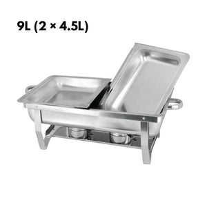 Gominimo 9L Chafing Dish Stainless Steel Food Buffet Warmer Pan (2X4.5L Dual Trays)