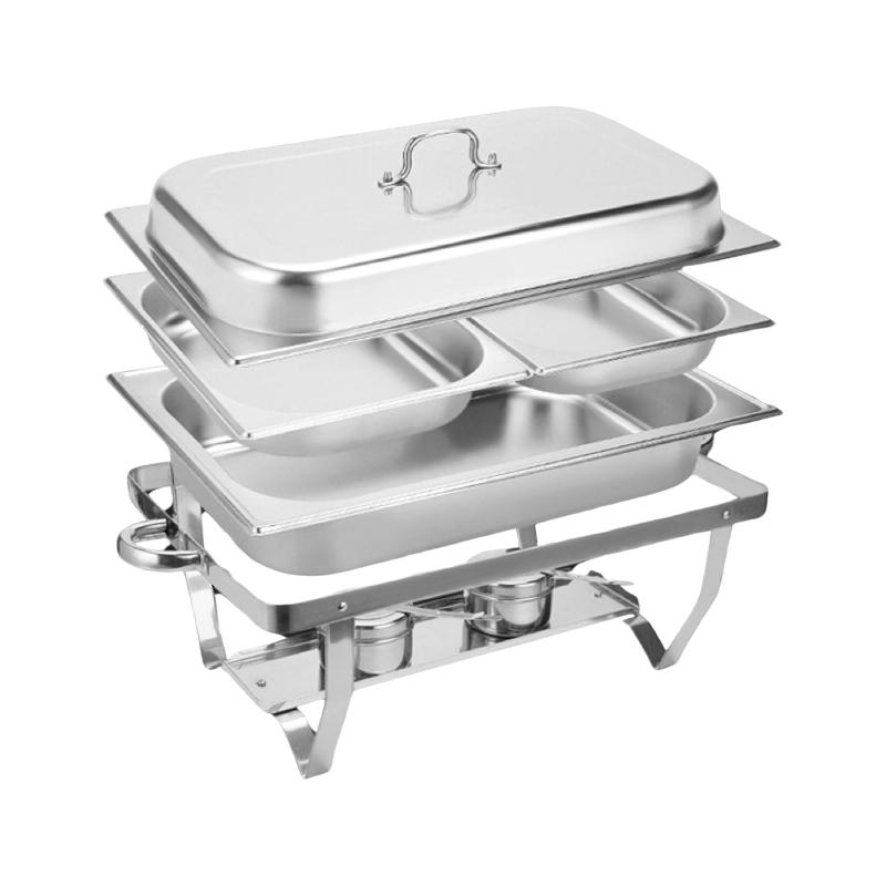 Gominimo 9L Chafing Dish Stainless Steel Food Buffet Warmer Pan (2X4.5L Dual Trays)