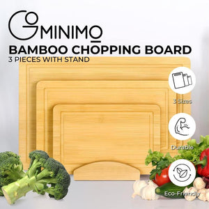 Gominimo 3 Pieces Bamboo Chopping Board With Stand (3 Sizes)