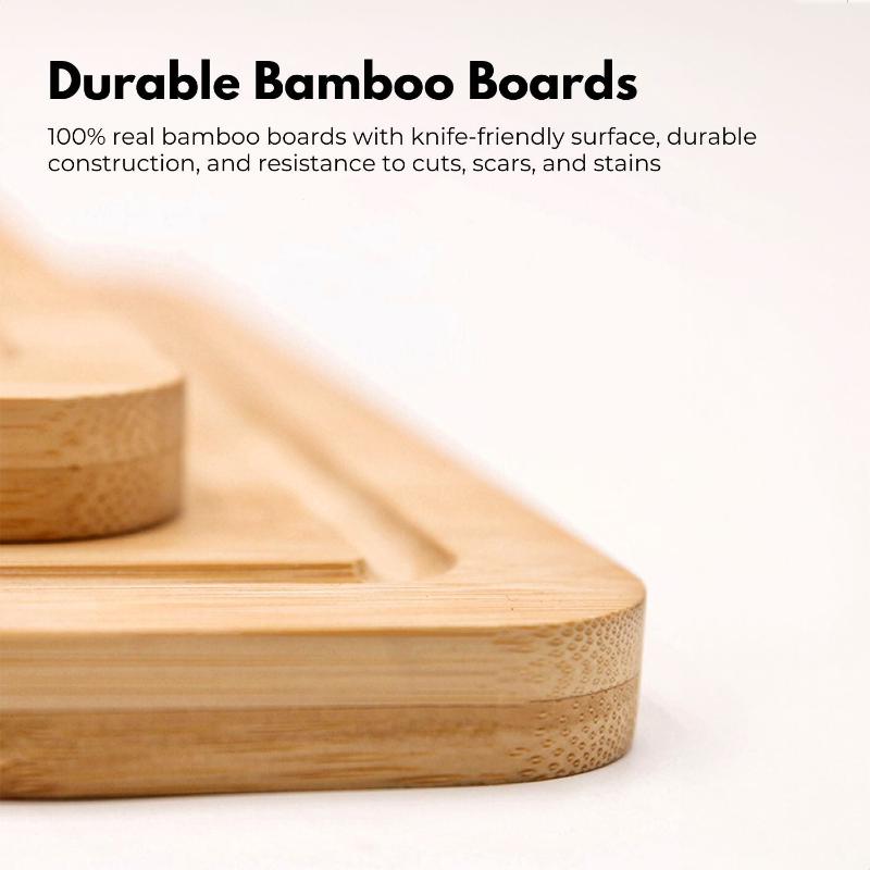 Gominimo 3 Pieces Bamboo Chopping Board With Stand (3 Sizes)