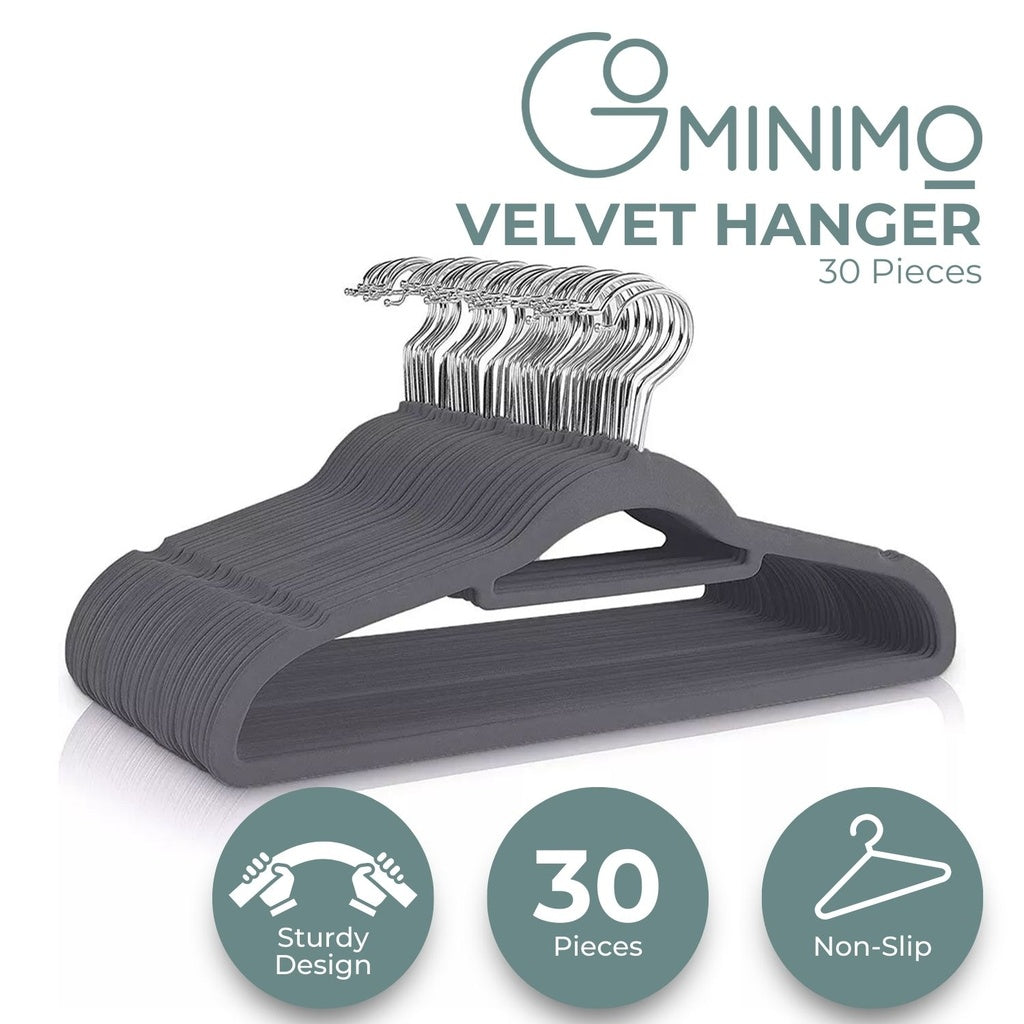 Gominimo 30 Pack Of Non Slip Velvet Suit Hangers With Tie Organisers