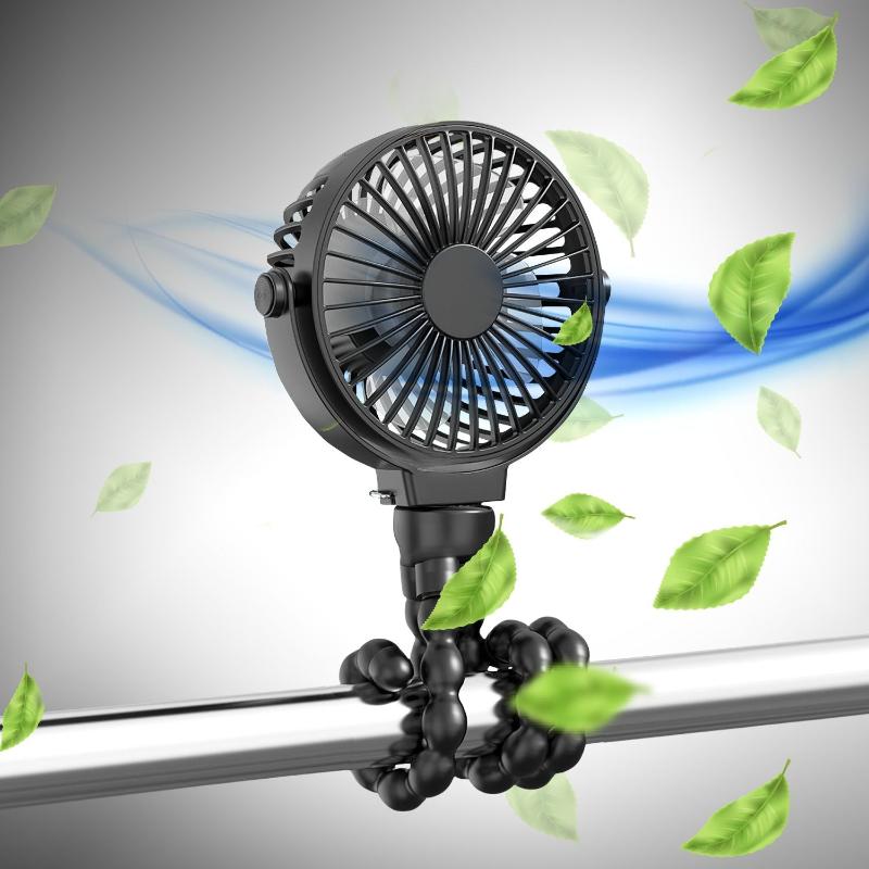 Gominimo 5000Mah Rechargeable Clip Fan With Flexible Tripod (Black)