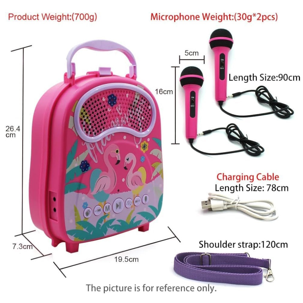 Gominimo Kids Portable Karaoke With Two Microphones (Rectangle Pink Flamingo)